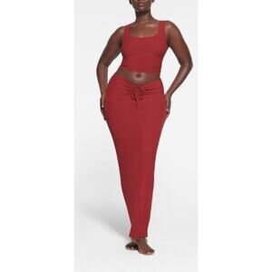 NWT Skims Soft Lounge Ruched Long Skirt Slate Brick Women’s Size Medium